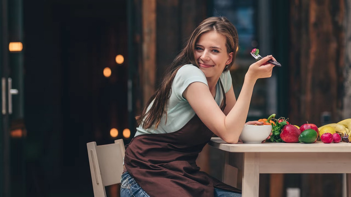 A photo of a girl for a restaurant campaign