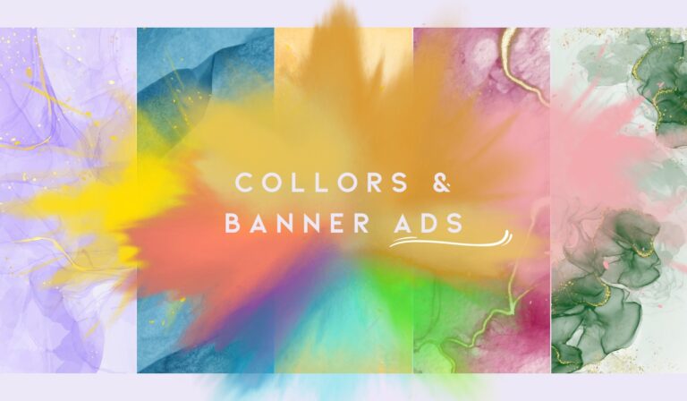 Vibrant multicolor design with the text 'Collors & Banner Ads' over an artistic splash background