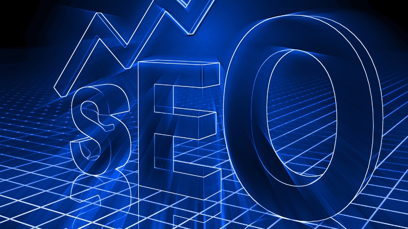 A glowing 3D graphic of the word SEO with an upward arrow, representing the rise of social search optimization