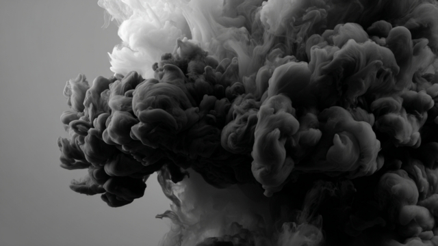 Dark black and gray smoke swirls together