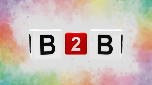 3D B2B text blocks on a colorful background