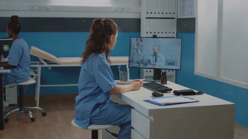 A clinician conducts a virtual consultation that reflects innovation in healthcare services