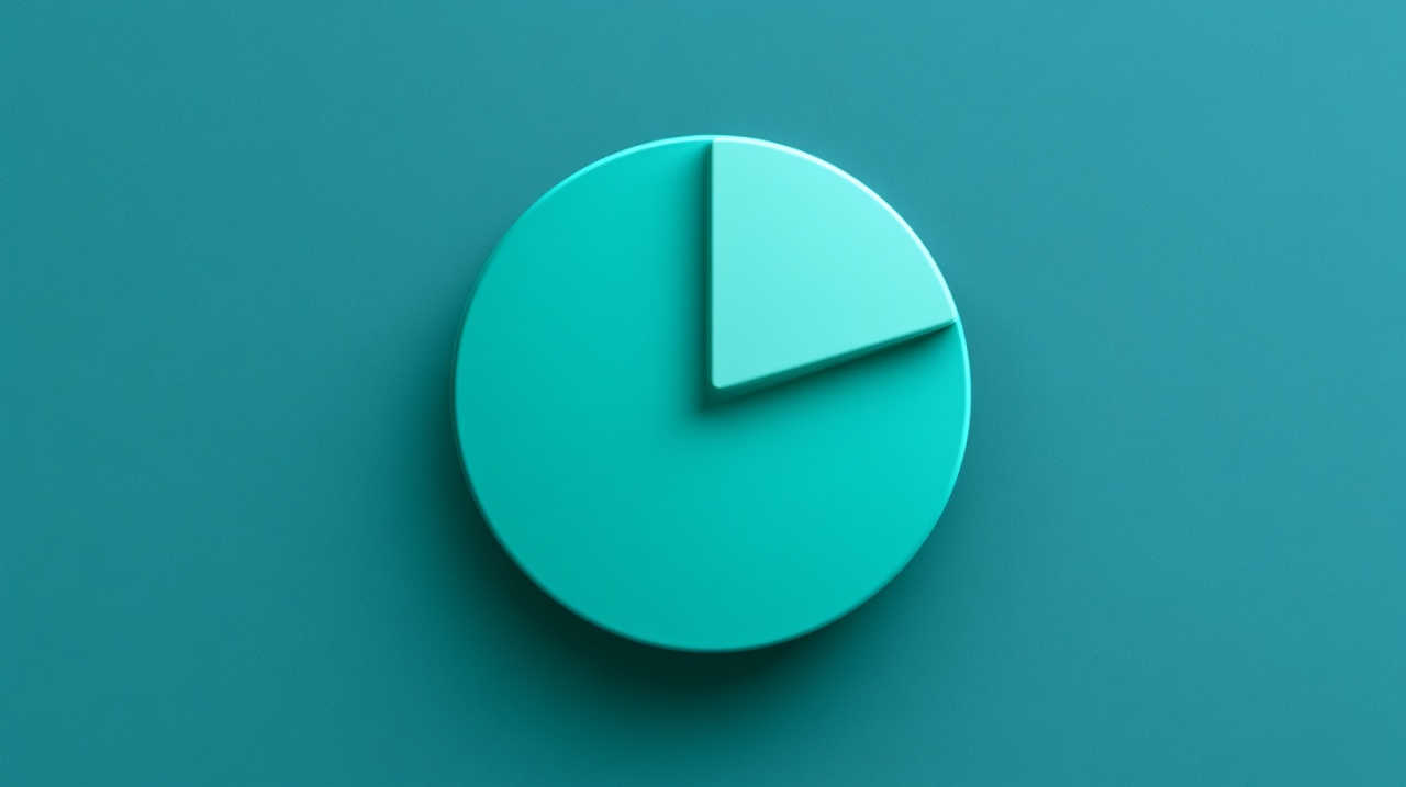 Teal pie chart illustrating a percentage of total revenue.