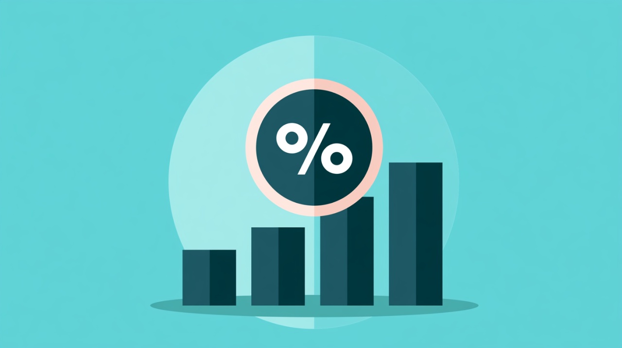 Bar chart with a percentage symbol representing zero-based budgeting.